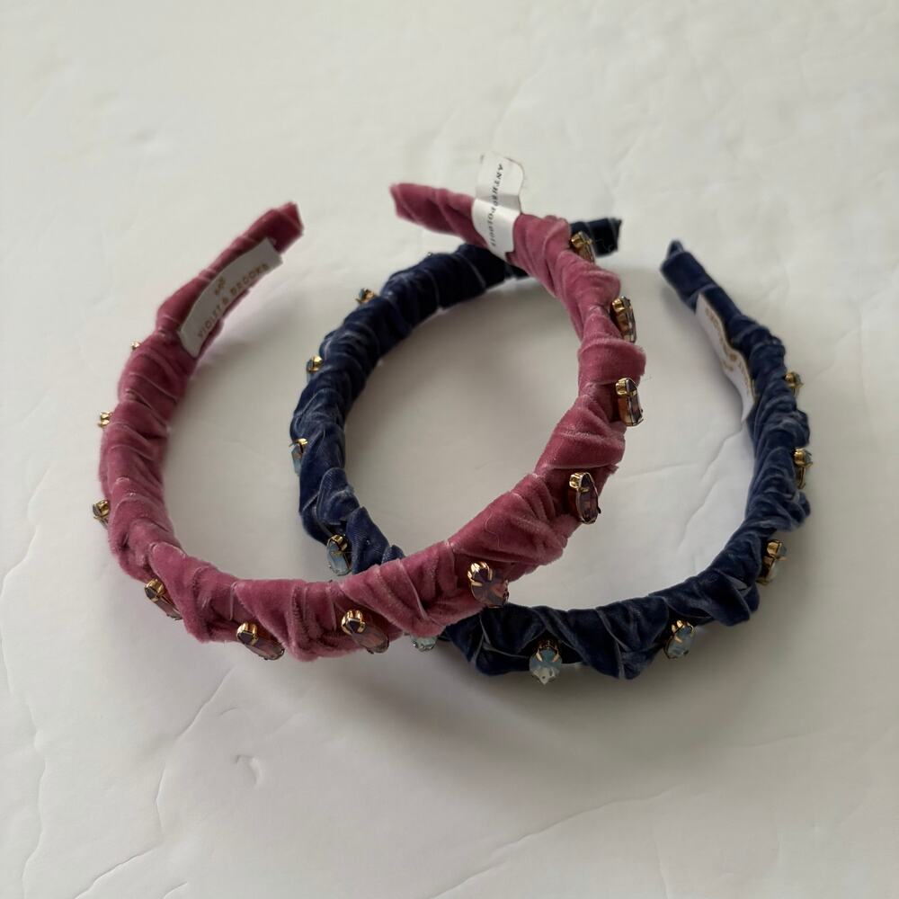 Violet & Brooks | Ruched Velvet Crystal Headband Bundle NWT